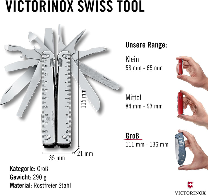 Victorinox, Multifunktionstool, SwissTool, Taschen Werkzeug, Funktionen, Kombi-Spitzzange, Feststell