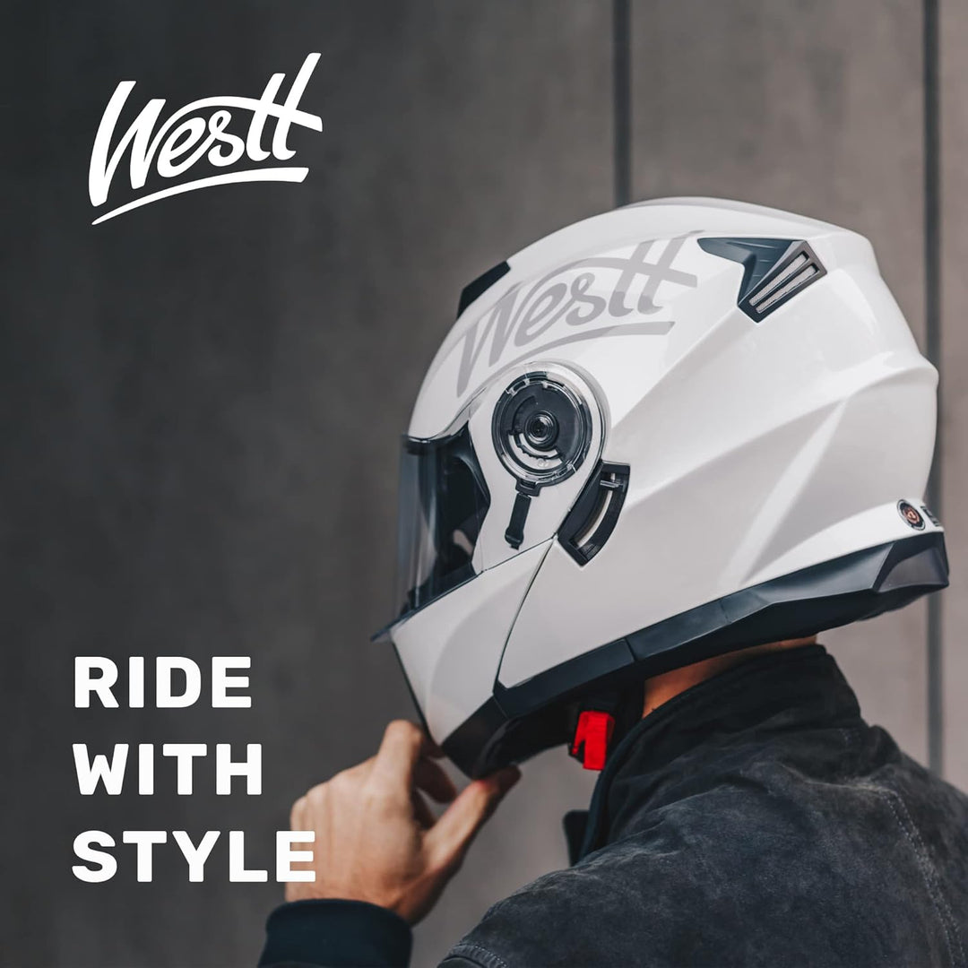Westt Klapphelm Flip up Motorradhelm Integralhelm Herren Damen mit verstärktem Kinnschutz Chopper Mo
