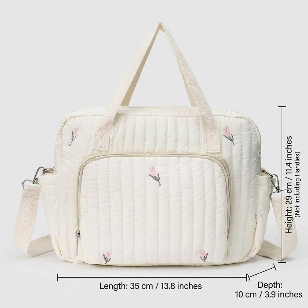 Wickeltasche, bestickt, gesteppt, tragbare Babytasche mit verstellbarem Riemen, stilvoll für Mama, b