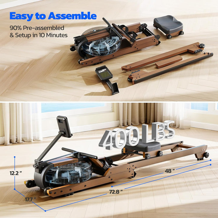 Dripex Faltbares Wasser-Rudergerät für Zuhause aus Massivholz| mit LCD-Display & Bluetooth App | Erg