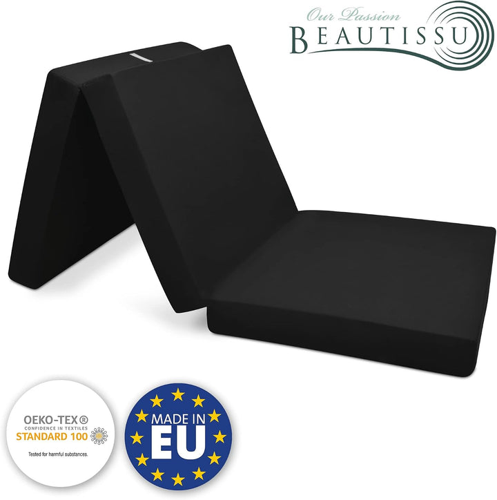 Beautissu Klappmatratze Gästebett klappbar Faltmatratze mit Tragegriff | 80x195cm Schwarz faltbare G