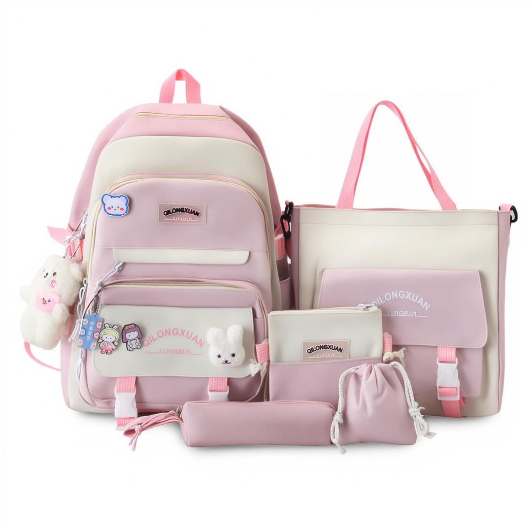 IvyH Schulranzen-Set 5-teilig, Schultasche Mädchen Rucksack Schule Teenager Schulrucksack für Mädche