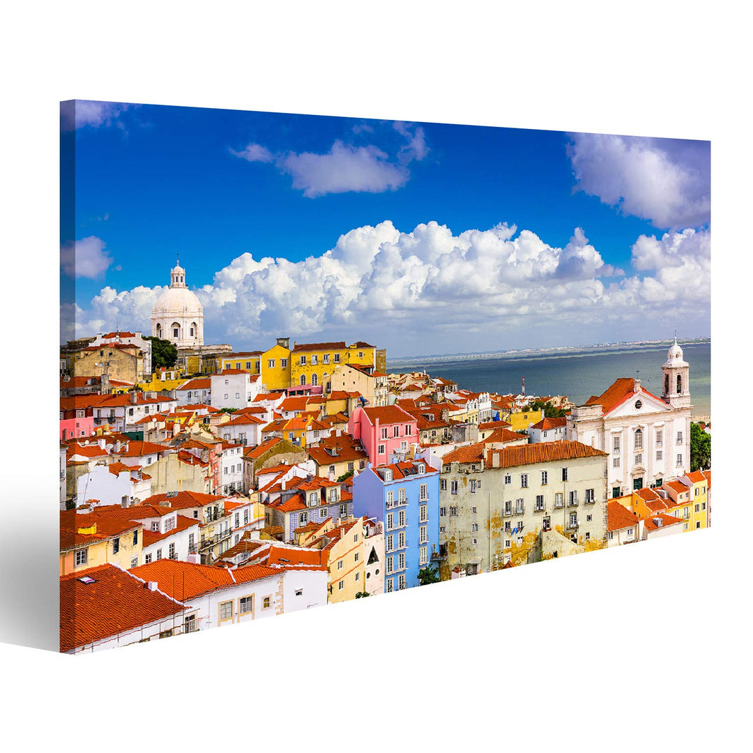 Bild Bilder auf Leinwand Lissabon Portugal Stadtbild im Alfama District Wandbild Poster Leinwandbild