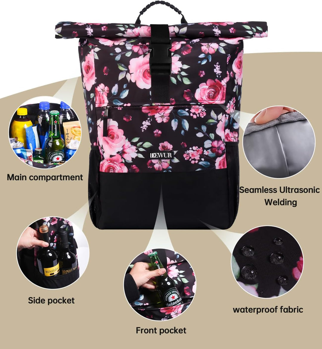 DEWUR 35L Thermo Rücksack Kühlrücksack Kühltasche Wasserdichter Picknickrücksack mit Flaschenöffner