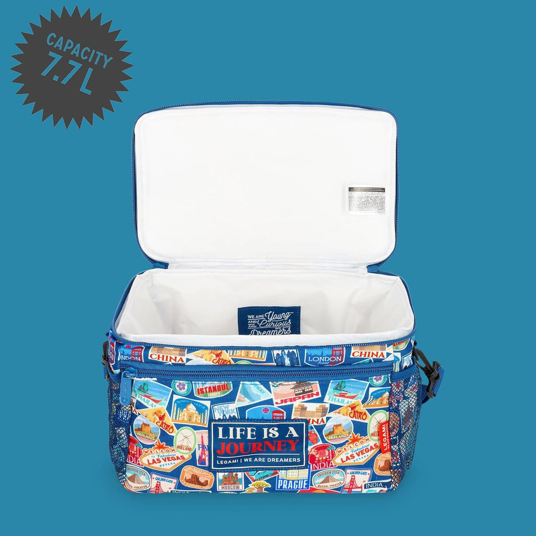 Legami - Lunchbag für das Mittagessen, Thema Travel Stickers, Lunchbag für das Mittagessen, grosses