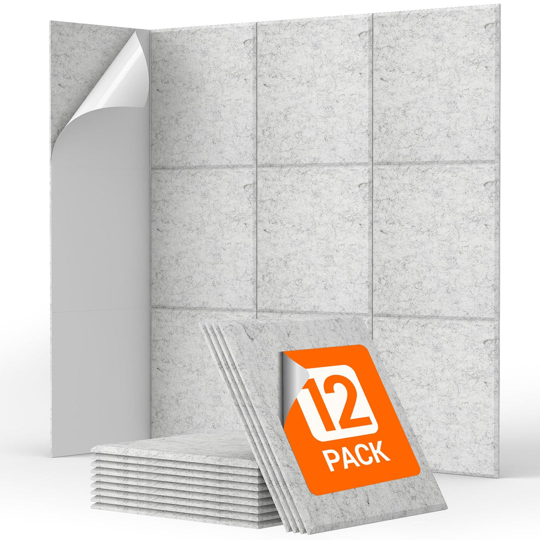 12 St. Quadratische Akustikplatten selbstklebend,TONOR Schallabsorber Schallschutz mit Hochdichte Wa