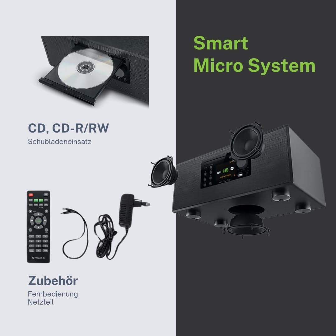 MUSE M-697 IDT Smart Micro System mit DAB+, Internetradio, CD &amp; Bluetooth