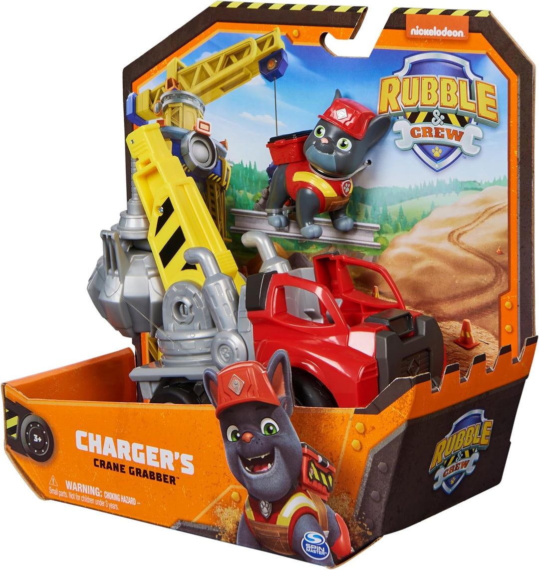 Rubble & Crew - Kran-Baufahrzeug mit Charger-Figur (Basis Fahrzeug), Spielzeug für Kinder ab 3 Jahre