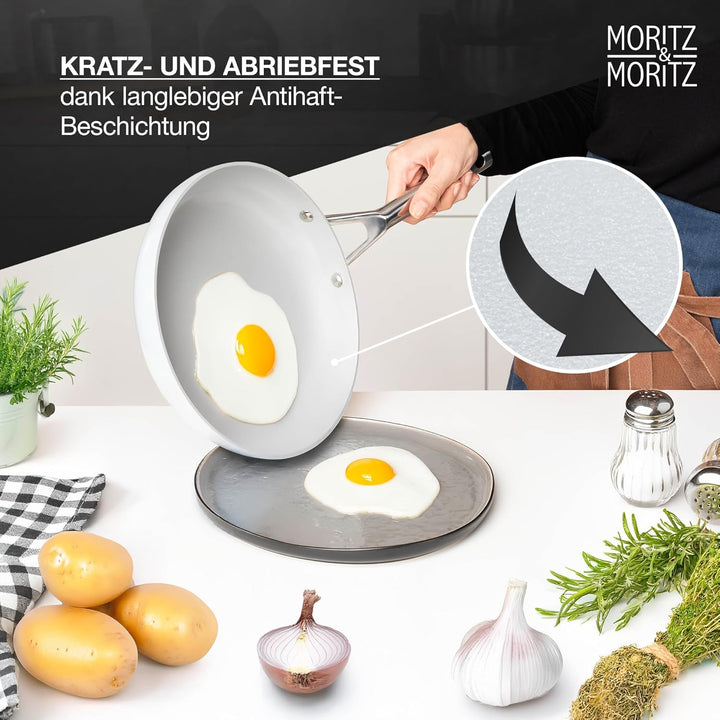 Moritz & Moritz 7-tlg. Aluminium Topf und Pfannenset Induktion mit Deckel, 2x Kochtöpfe Induktion mi