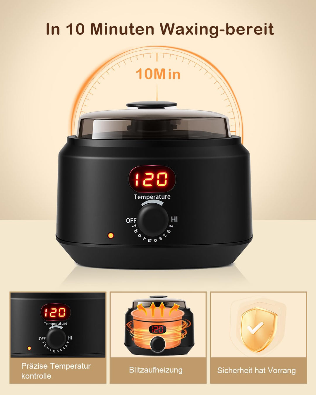 Waxing Set,Wachs Haarentfernung,Digitales Wachswärmer Wax Maschine Enthaarungswachs mit 400g Wax,20