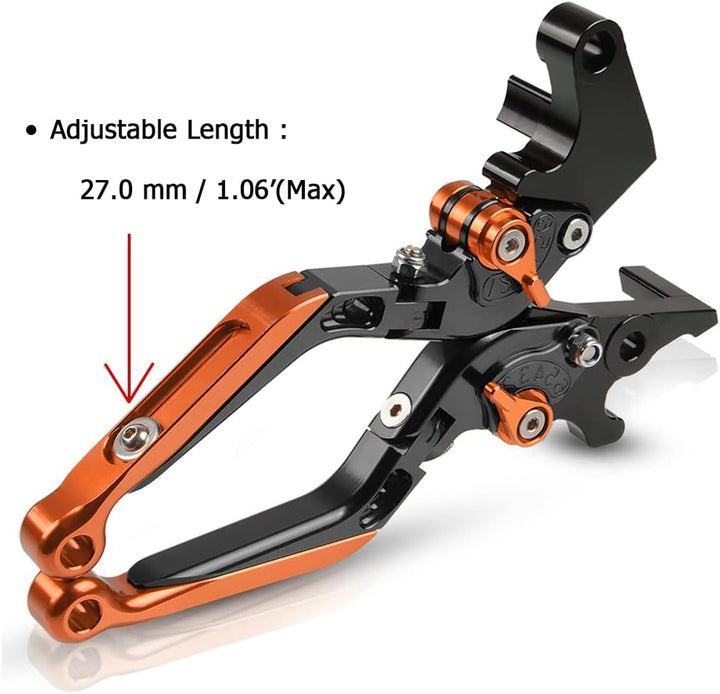 Motorrad Einstellbar Bremskupplungshebel CNC Aluminium für Duke 790 2018 2019-BKBKOROR LS-Schwarz/Or