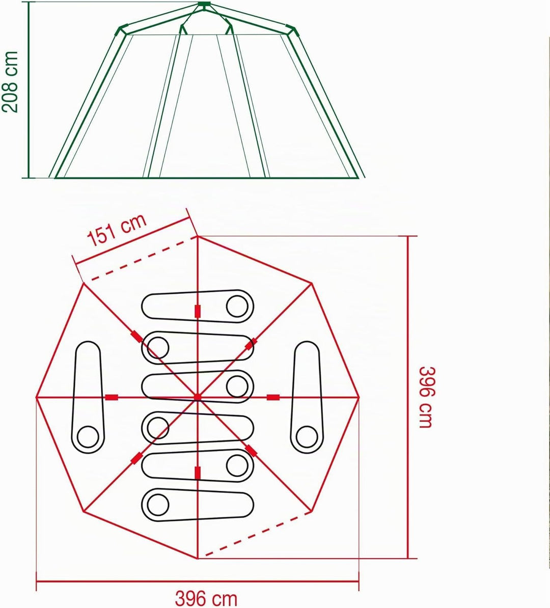 Coleman 2176828 Octagon Zelt mit grossen Fenstern, mit 360° Rundumblick