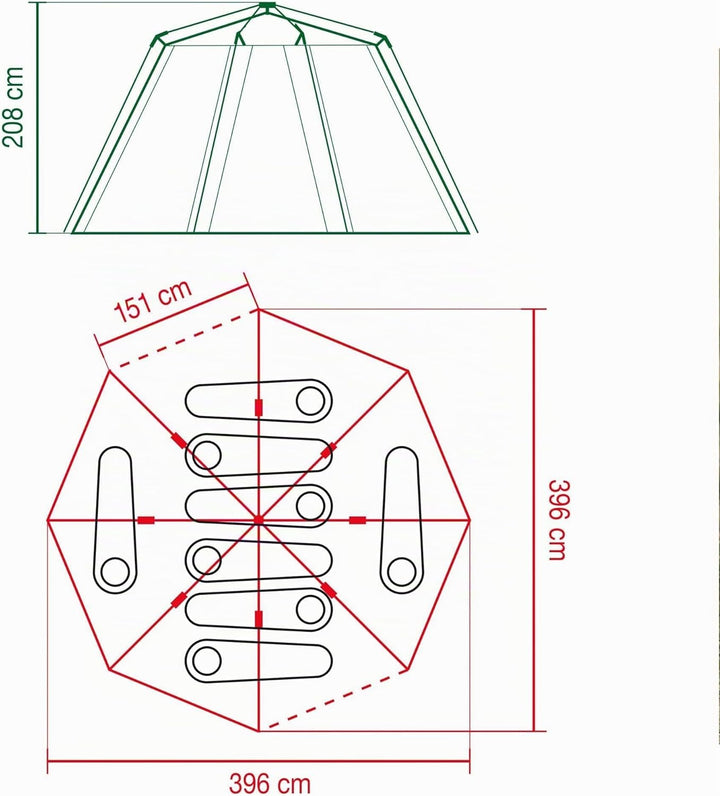 Coleman 2176828 Octagon Zelt mit grossen Fenstern, mit 360° Rundumblick