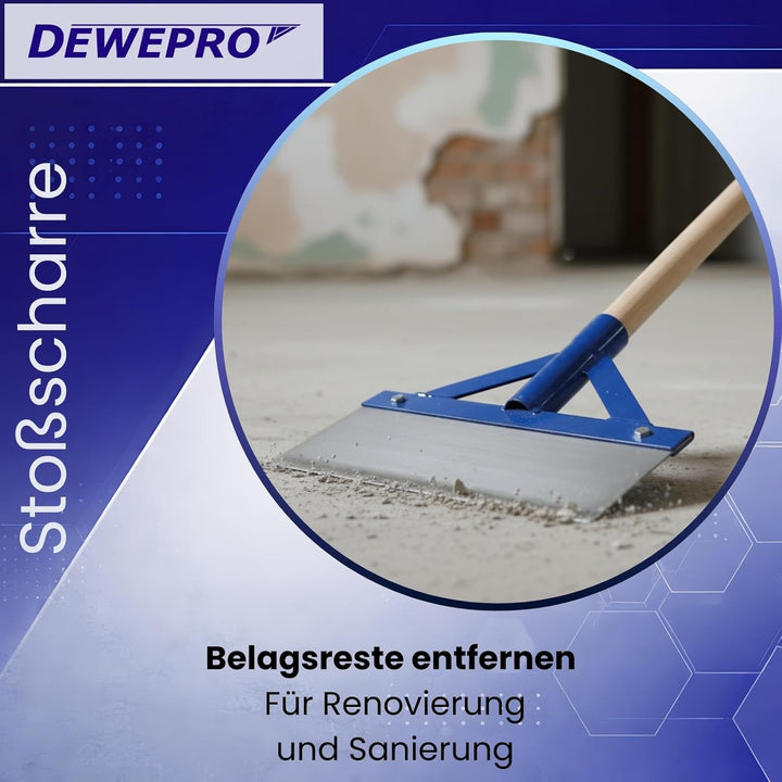 DEWEPRO Stossscharre mit Holzstiel - Schaber - Farbschaber - extra stabil mit Streben und Federstahl