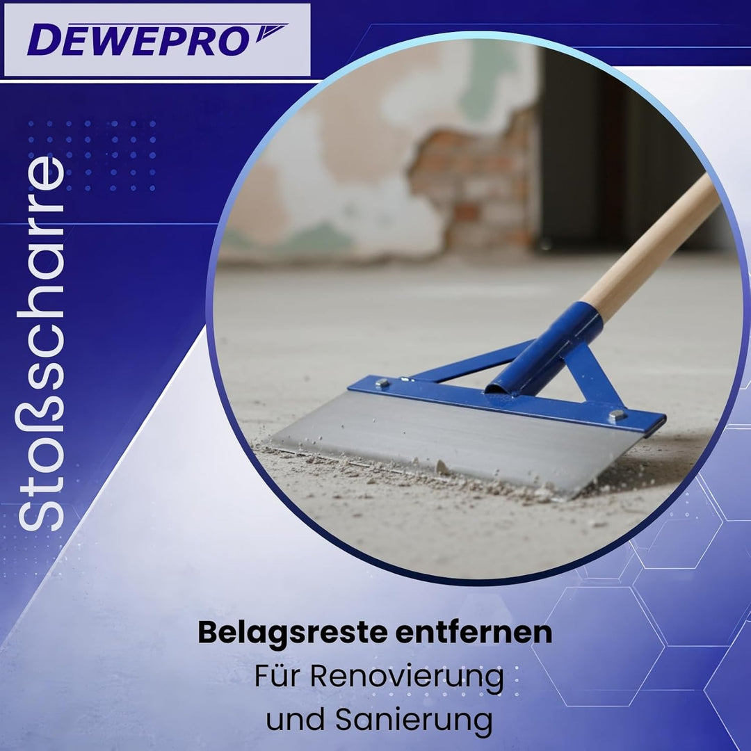 2er Set DEWEPRO Stossscharre mit Holzstiel - Schaber - Farbschaber - extra stabil mit Streben und Fe