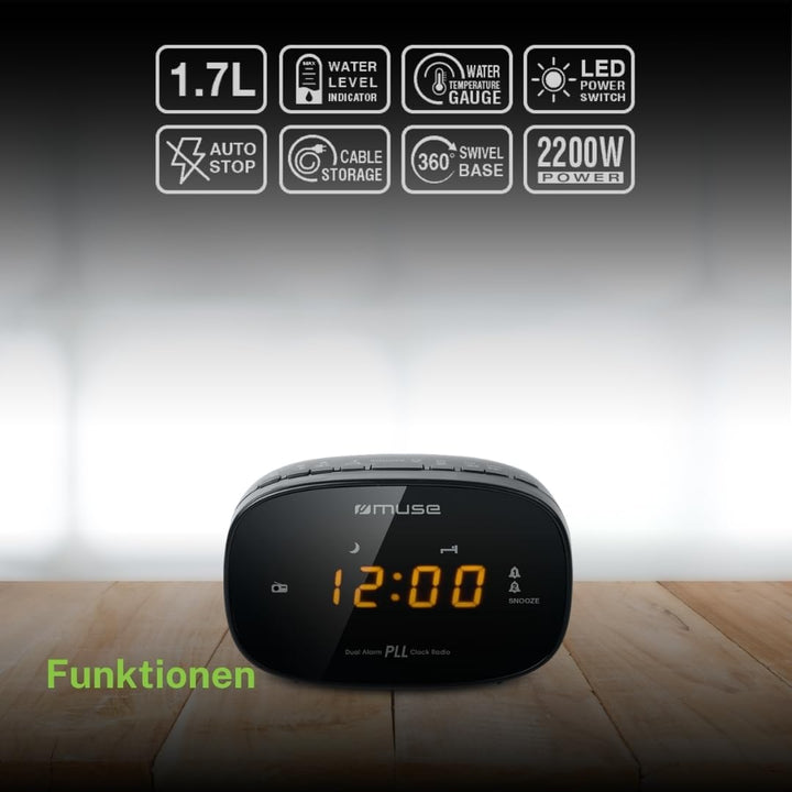 Muse M-150CR Radio Clock Schwarz, Schwarz