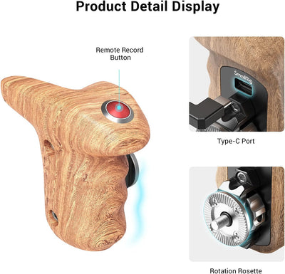 SMALLRIG Remote Control Rosette Handle Seitengriff mit Aufnahme Start/Stop Fernauslöser für mehrere