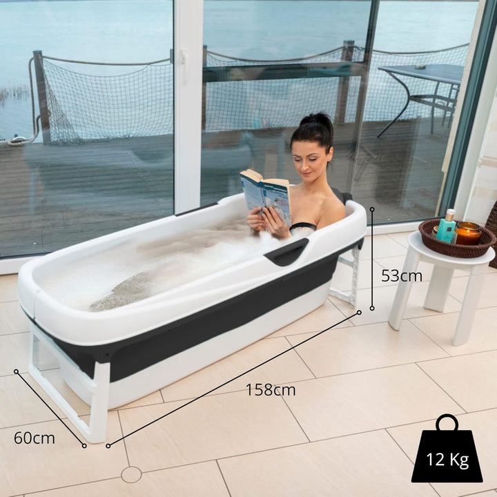 CRS faltbare Badewanne Erwachsene 158x62x52cm | Klappbare mobile Badewanne ideal für kleine Badezimm