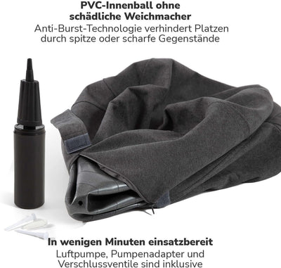 mokebo Stoff Sitzball Büro ergonomisch 'Der Sportliche' Gymnastikball Schwangerschaft mit Pumpe, Pez