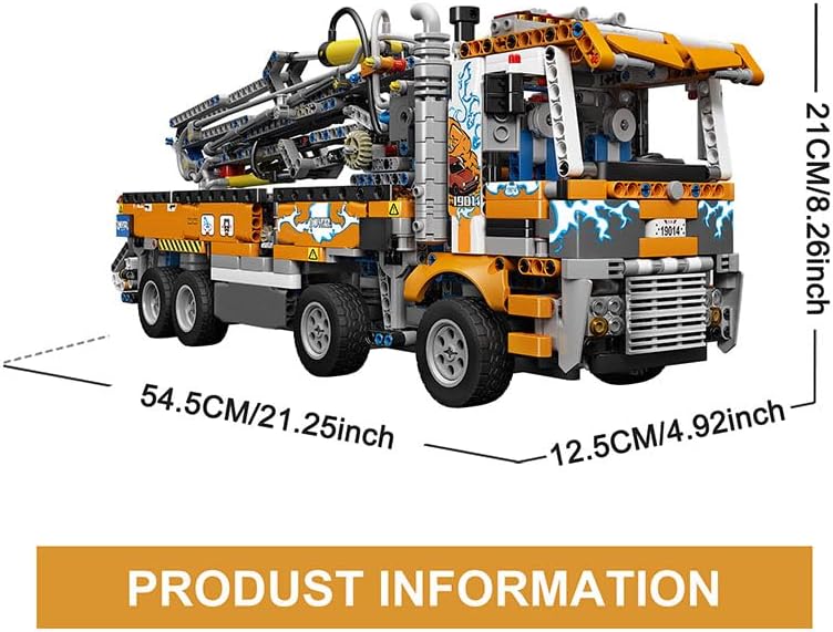 Mould King 19014 Schwerlast Abschleppwagen Bausteinsets, 2098 Teile MOC Betonpumpen-LKW-Baumodell, G