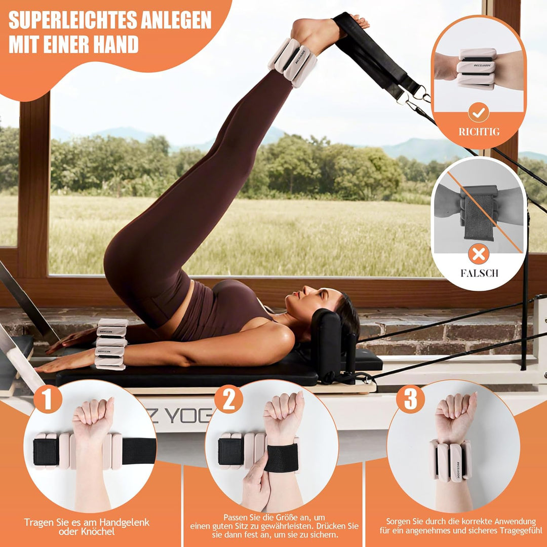 BECOJADDE Gewichtsmanschetten fuss 0.45 KG / 0.9 KG Je Gewichte für Beine und Arme Set 2 Ankle Weigh