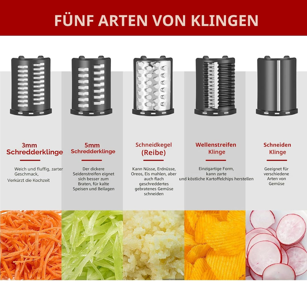 Gdrtwwh Slicer Shredder Aufsatz für KitchenAid Standmixer, 5 in 1 Käsereibe, Edelstahlklingen, BPA-f
