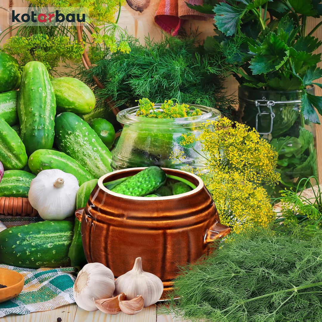 KOTARBAU® Gärtopf Steinguttopf 1 L Sauerkrauttopf Gurkentopf mit Deckel Einmachtopf Keramiktopf Stei