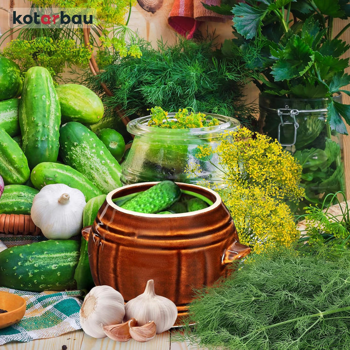 KOTARBAU® Gärtopf Steinguttopf 1 L Sauerkrauttopf Gurkentopf mit Deckel Einmachtopf Keramiktopf Stei