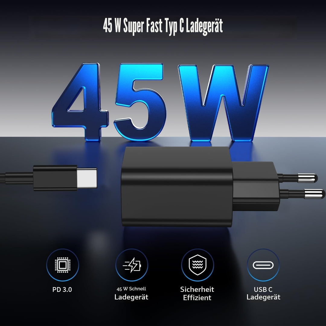 Essri 45W USB C Ladegerät Schnellladegerät für Galaxy S25 S24 S23 S22 S21 Ultra,Usb C Schnellladekab