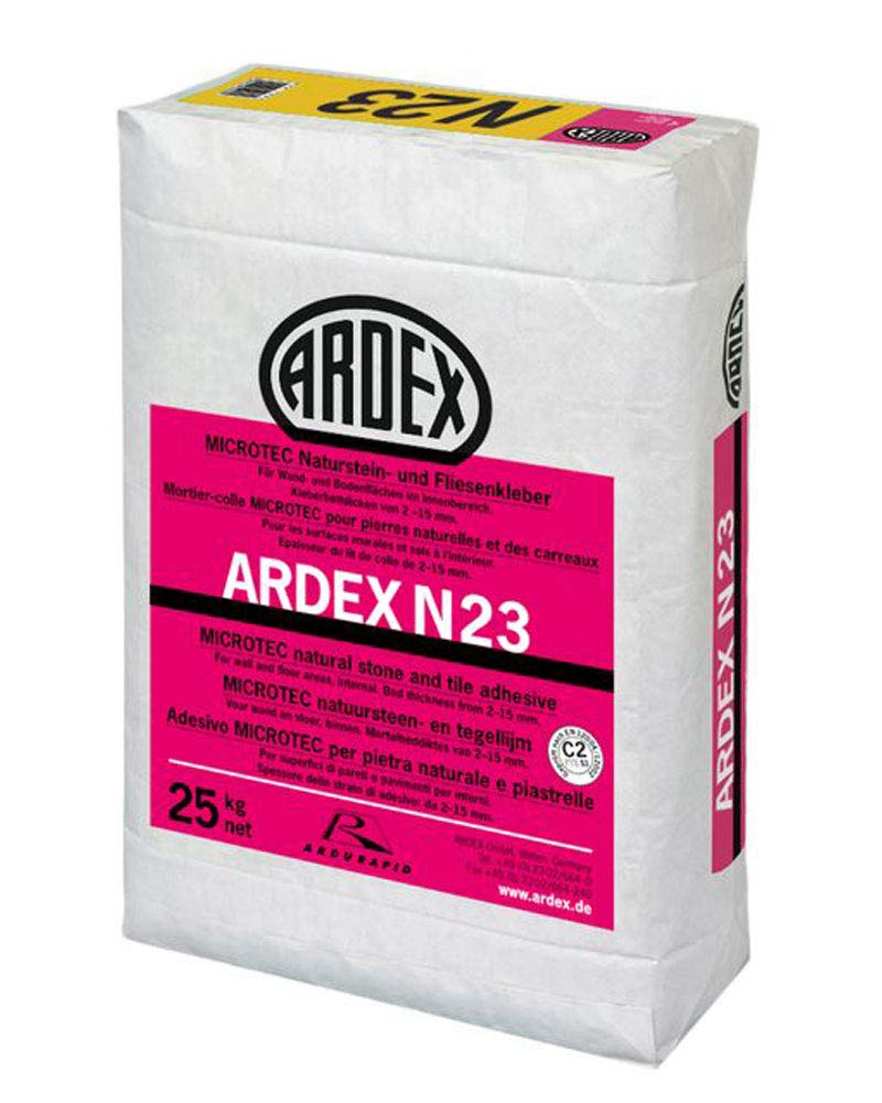 ARDEX N23 MICROTEC Naturstein- und Fliesenkleber 25kg mit ARDURAPID® - Effekt Für Wand- und Bodenflä