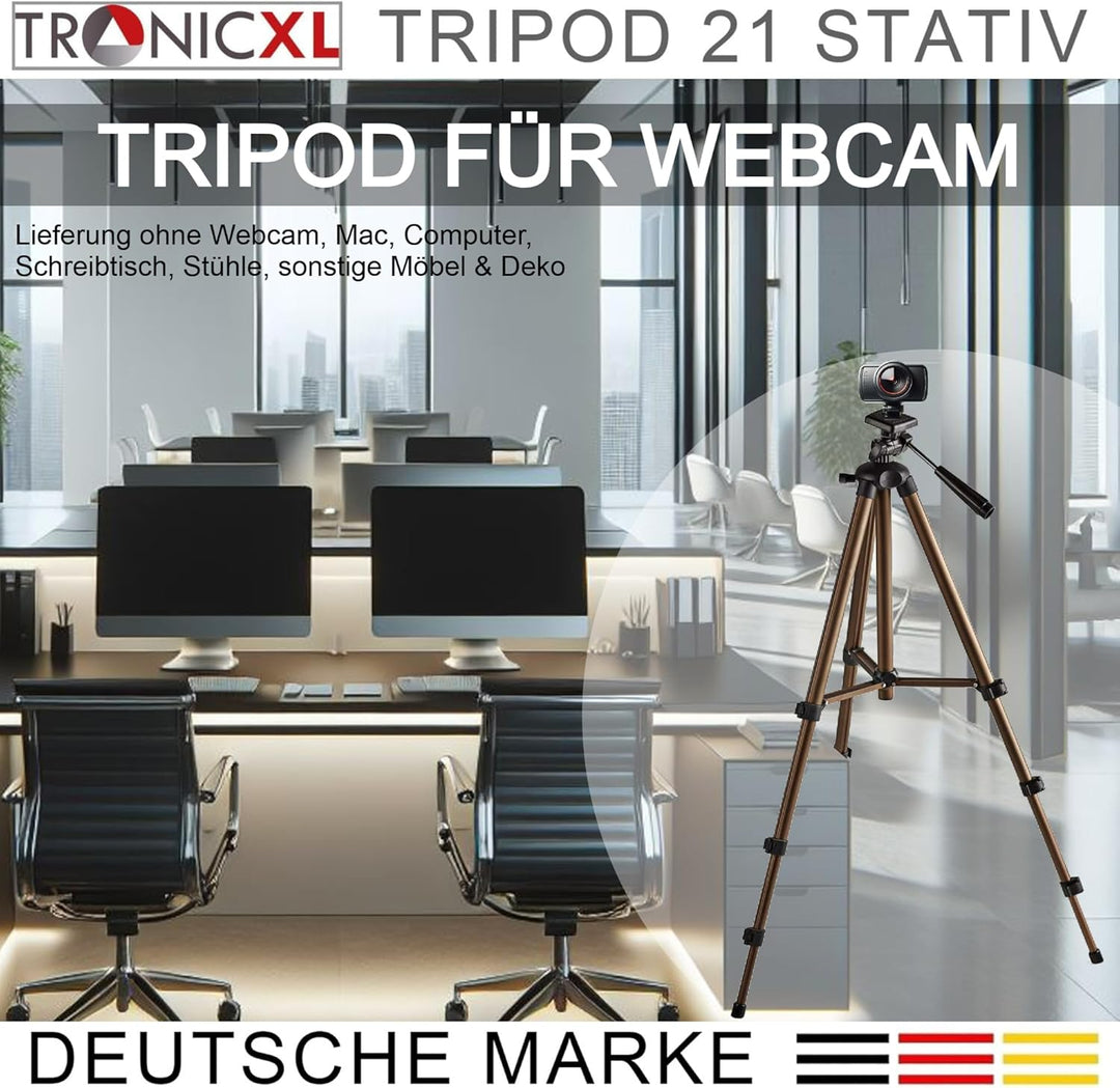 TronicXL Tripod 21W Stativ für Webcam kompatibel mit Logitech C920 Brio 4K C925e C922x C922 C930e C9
