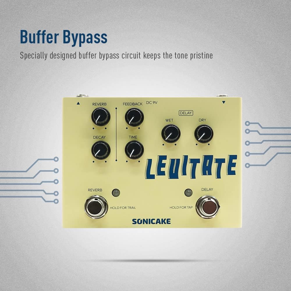 SONICAKE Delay und Reverb 2 in 1 Gitarren Effektpedal Digital Levitate Delay Reverb, Delay Reverb