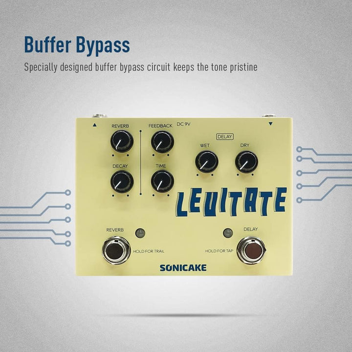 SONICAKE Delay und Reverb 2 in 1 Gitarren Effektpedal Digital Levitate Delay Reverb, Delay Reverb