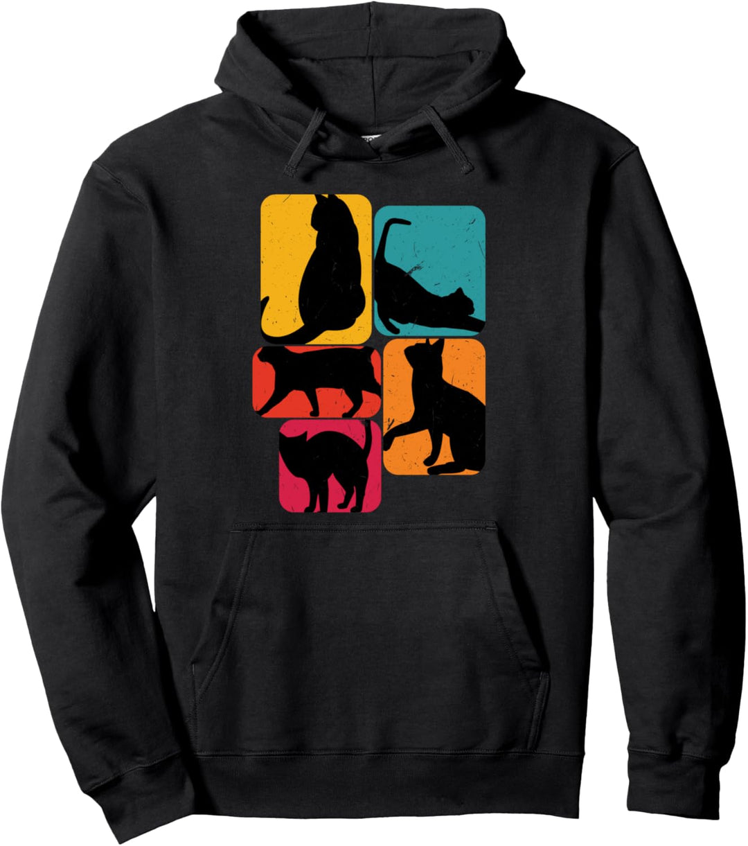Katze Katzen Retro Design Pullover Hoodie
