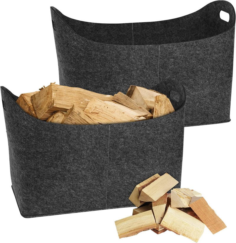 YRHome 2 Stück Filztasche für Kaminholz Kaminholztasche Kaminholzkorb 55 x 30 x40 cm Faltbar Filz Fa