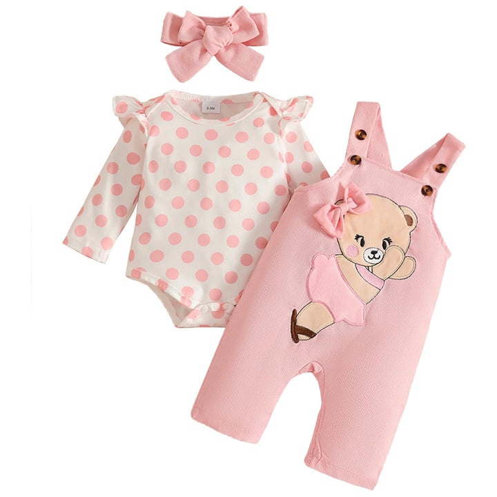 Baby Mädchen Kleidung Outfits Herbst Winter Niedlich Liebe Druck Strampler Cartoon Bär Overalls Hose