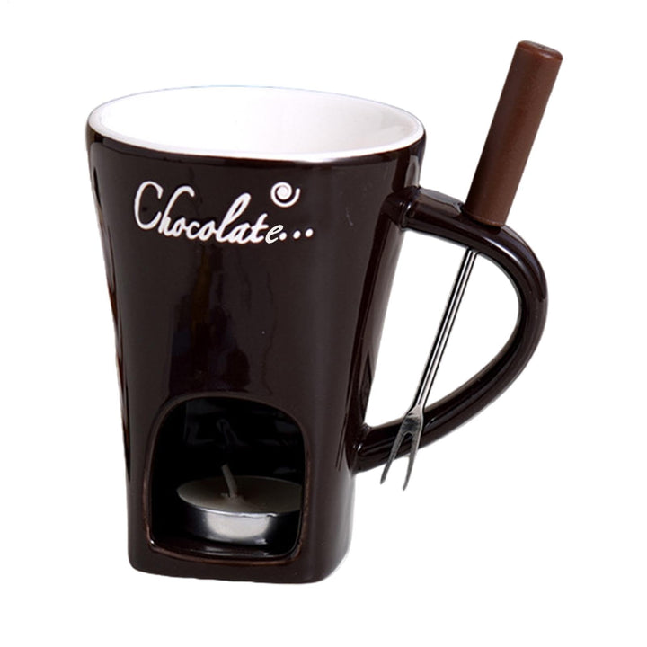 Schokoladenfondue Set | Teelicht Schokofondue Tasse Aus Keramik | Keramikschale Mit Teelichthalter |