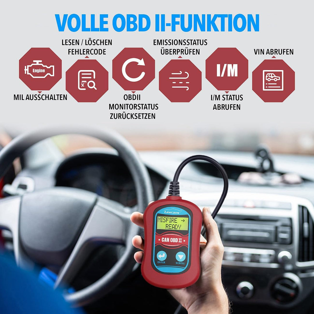 Lescars Kfz Diagnosegerät: OBD2-Diagnosegerät zum Auslesen und Löschen von Fehlercodes (OBD2 Fehler