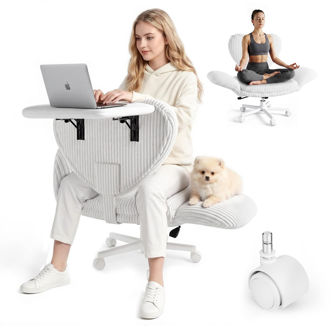 HOMRELEXA Bürostuhl Ergonomisch, mit Klappbarer Tischplatte, Breiter Schreibtischstuhl mit 5-stufig
