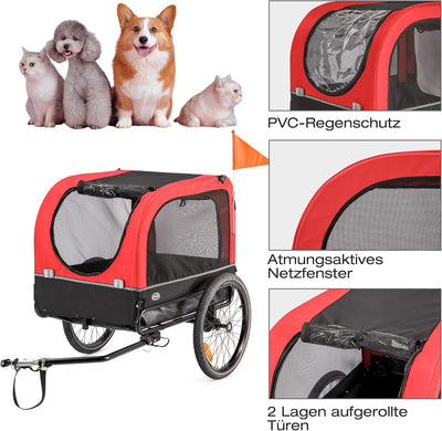 CXWXC Fahrradanhänger für Hunde 2 in 1 Fahrradanhänger & Jogger hundewagen mit Stossdämpfer, Hundean