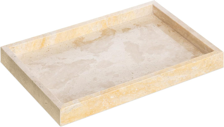 Navaris Tablett für Schmuck und Make-Up Travertin - 30 x 20 x 3 cm - Deko Tray Schminktisch - Organi