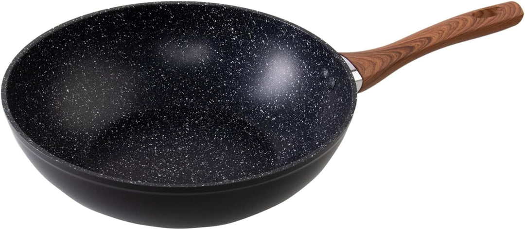 Wenco Wok-Pfanne, Ø 28 cm, Induktionsgeeignet, Aluminium mit PFOA-freier Antihaftbeschichtung, Schwa