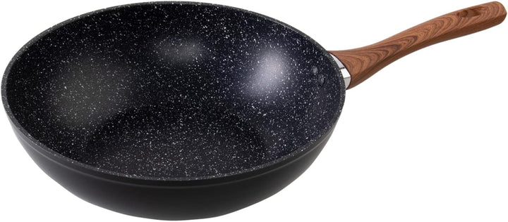 Wenco Wok-Pfanne, Ø 28 cm, Induktionsgeeignet, Aluminium mit PFOA-freier Antihaftbeschichtung, Schwa