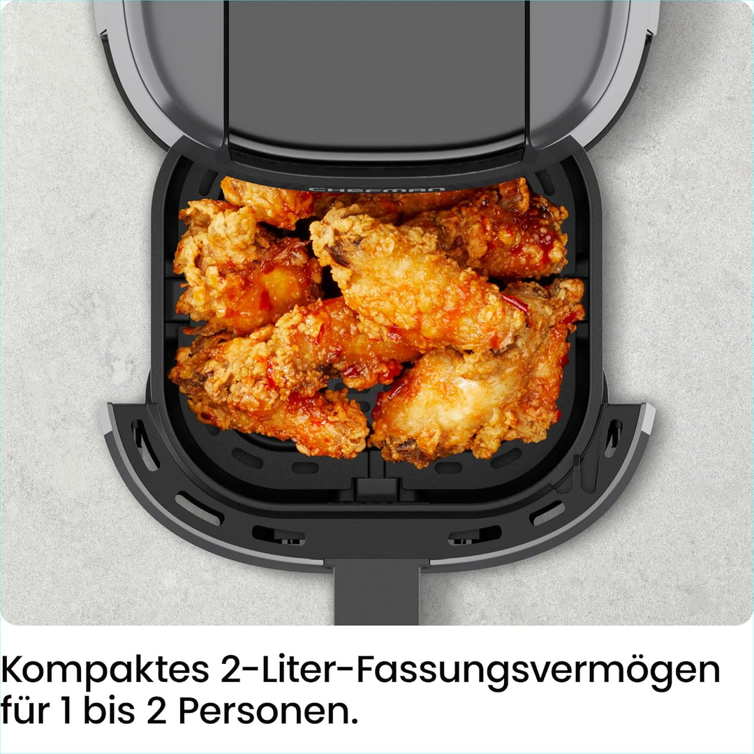 Chefman 2L Mini-Heissluftfritteuse - platzsparende Heissluftfritteuse, antihaftbeschichtet und spülm