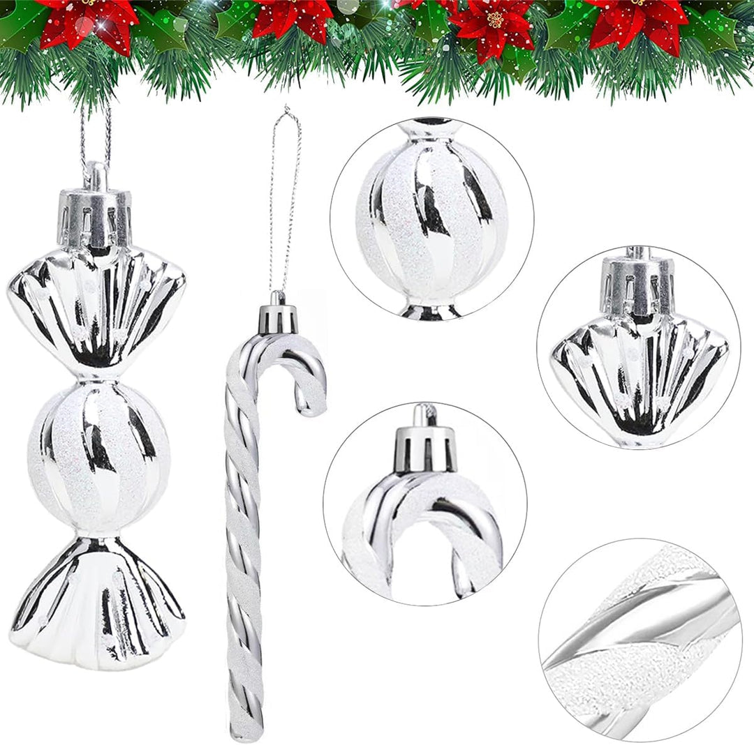 18 Stück Zuckerstangen Weihnachten Deko Weihnachtskugeln Zuckerstangen Deko Glitzer Weihnachtsbaumsc