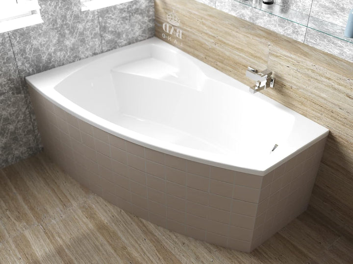BADLAND Badewanne Original Weiss Acryl Wanne Eckbadewanne FRIDA 150x100 Links KOMPLETTSET SET + Füss