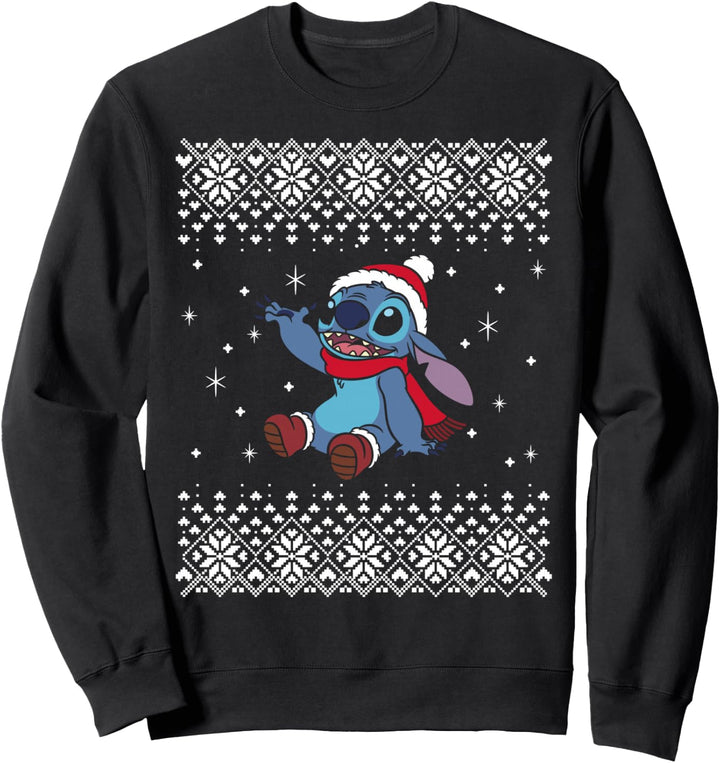 Disney Lilo &amp; Stitch Weihnachten Stitch Snowflake Ugly Print Sweatshirt