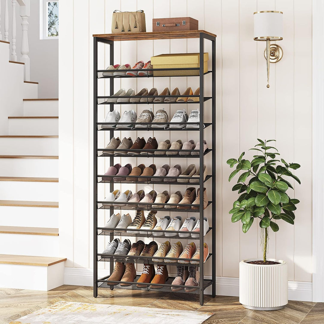 HOOBRO Schuhregal, 10-stöckige hoch Schuhablage, grosser Schuhschrank, für 27-36 Paar Schuhe, mit fl