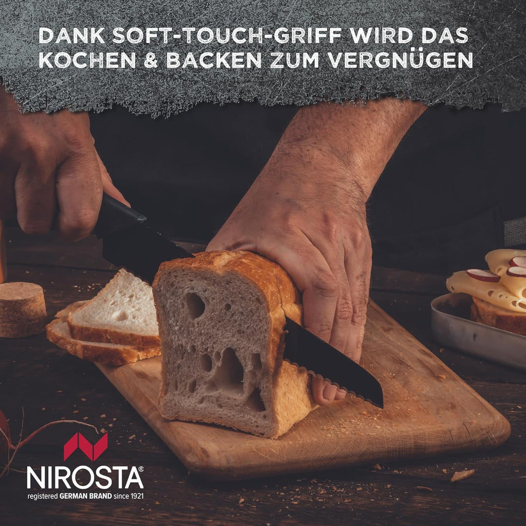 Nirosta Brotmesser Wave 35 cm – Hochwertiger Edelstahl – Gezahnte Klinge in Profi-Qualität für Brot,