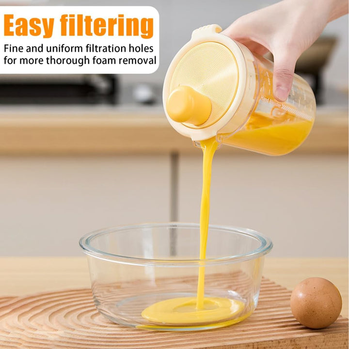 MiOYOOW Salatdressing-Mixer, 500ml Eierfilter-Mixbecher, Manuelle Rührflasche, Manuelle Saucen Shake